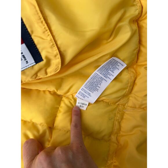 Vintage Y2K Tommy Hilfiger Jeans Yellow Puffer Coat Women's Size Medium Preppy - Picture 15 of 15
